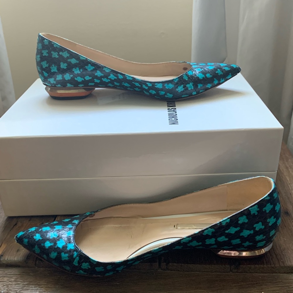 Nicholas Kirkwood Snakeskin Flats Size 36.5